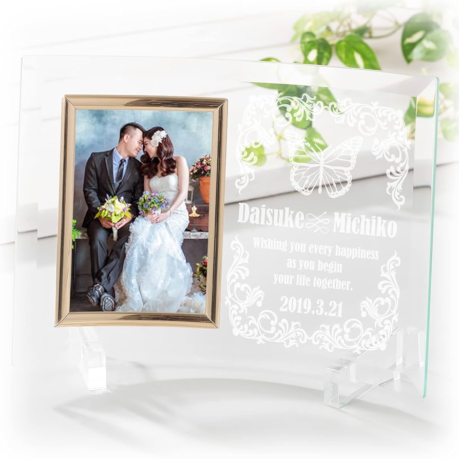 【クリアフレーム】割引あり！！文字デザイン変更可能☆結婚式☆記念日フォトフレーム 送料無料】クリアガラスフォトフレーム【ご結婚祝い】【結婚記念